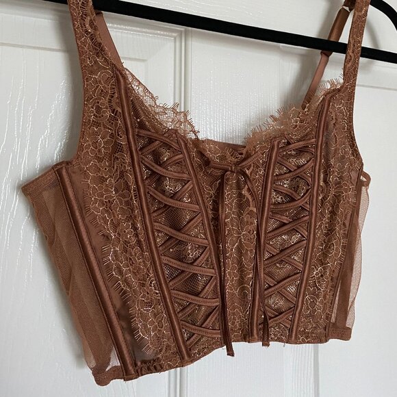 victoria's secret brown lace corset top - Picture 2 of 5